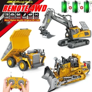 4WD Remote Control Excavator 4x4 Truck Radio, Construction Vehicle Kids Gifts.